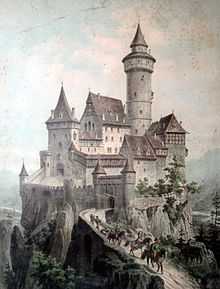 Schulbild einer Ritterburg Adolf Lehmanns kulturhistorische Bilder. Leipziger Schulbildverlag